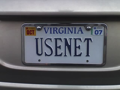 Usenet license plate